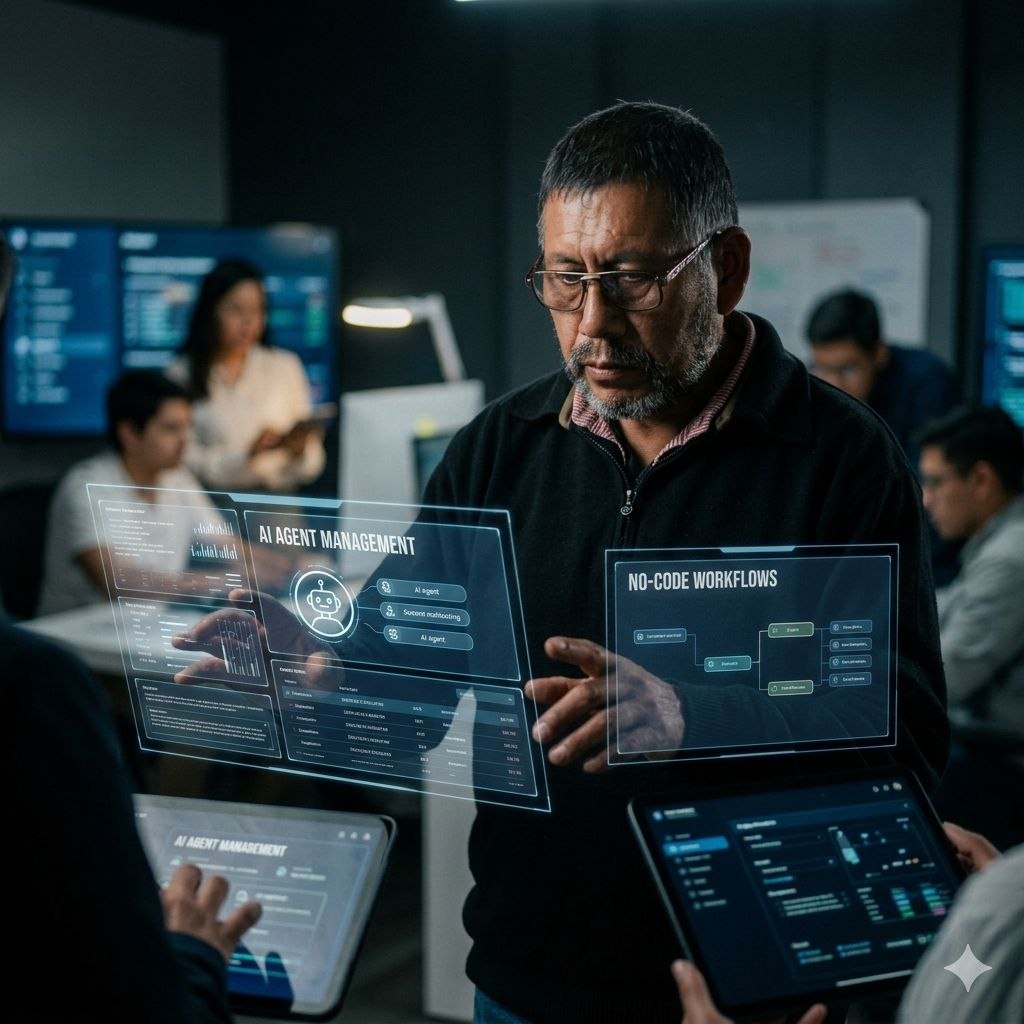 Constantino Vargas trabajando con tecnología no-code
